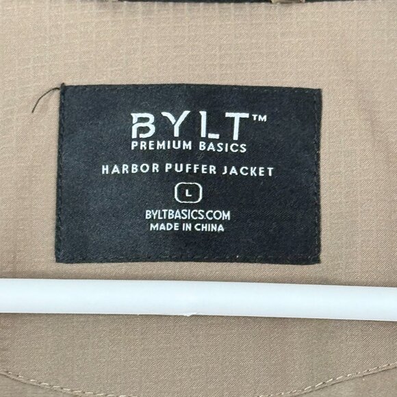 BYLT Harbor Puffer Full Zip Quilted Insulated Ripstop Texture Jacket L Brown - Picture 2 of 11